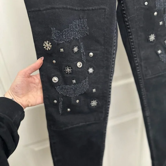 Sandro Paris Rudie Studded High Waisted Jeans - Picture 5 of 9